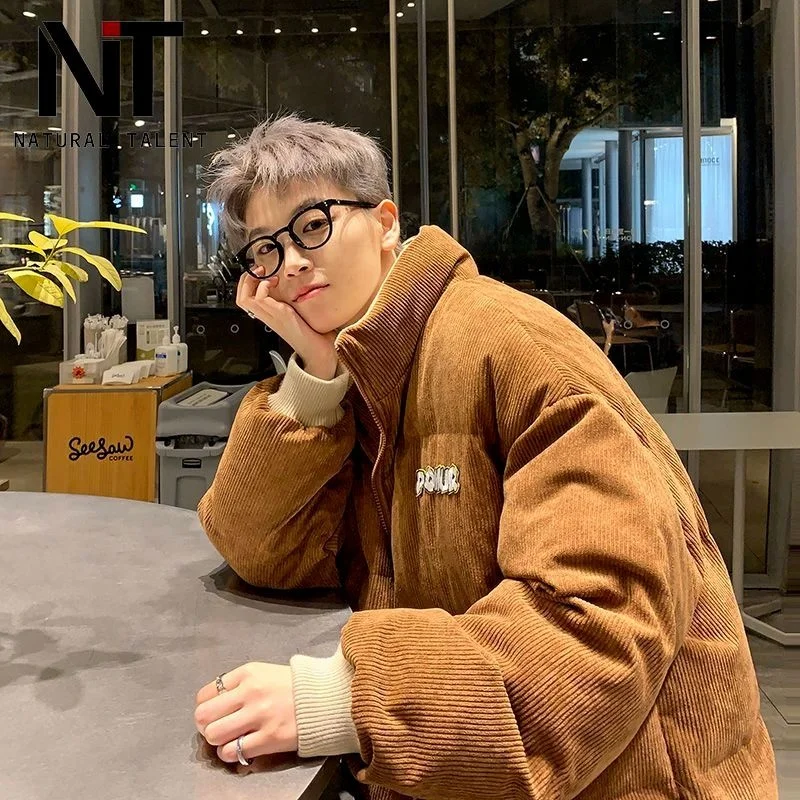 

New 2024 Men's Thiened Warm Cotton Jaet Winter Sports Casual Trendy Brand Outerwear Bread Sle Coat Youth ular Polyes...