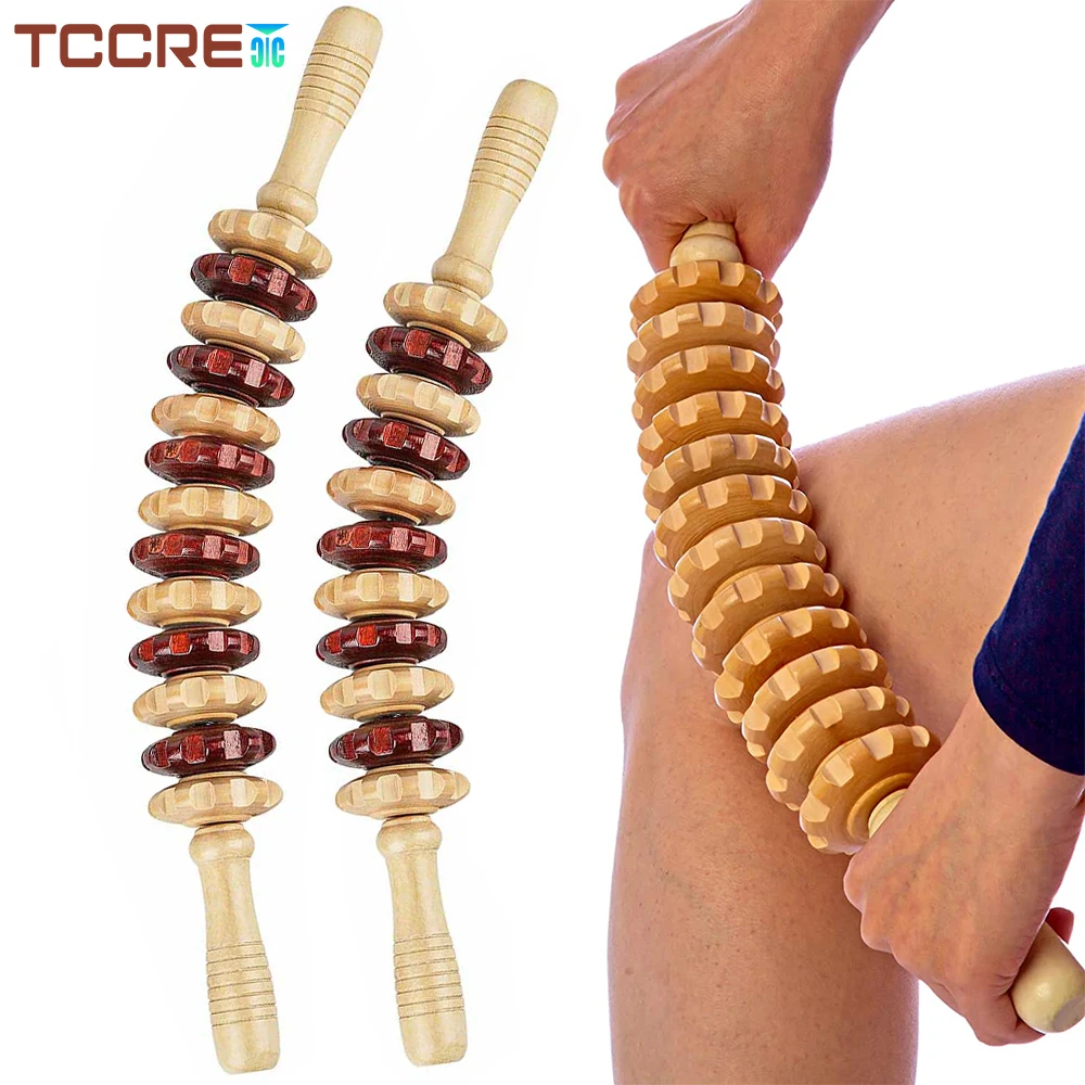 

Curved Natural Wood Massage Roller Stick Multi-Functional Body Anti-cellulite Massager for Relieve Waist thigh Muscle Soreness