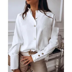 ashion Long Sleeve Woman Shirts 2024 Spring Casual Blouse Chic Solid White Black Korean Tops Autumn Loose Cardigan 10619