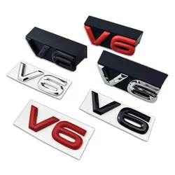 ABS V6 Logo Car Front Grille Badge Rear Trunk Emblem Side Sticker for VW Passat Phaeton CC R32 R36 Touareg Teramont