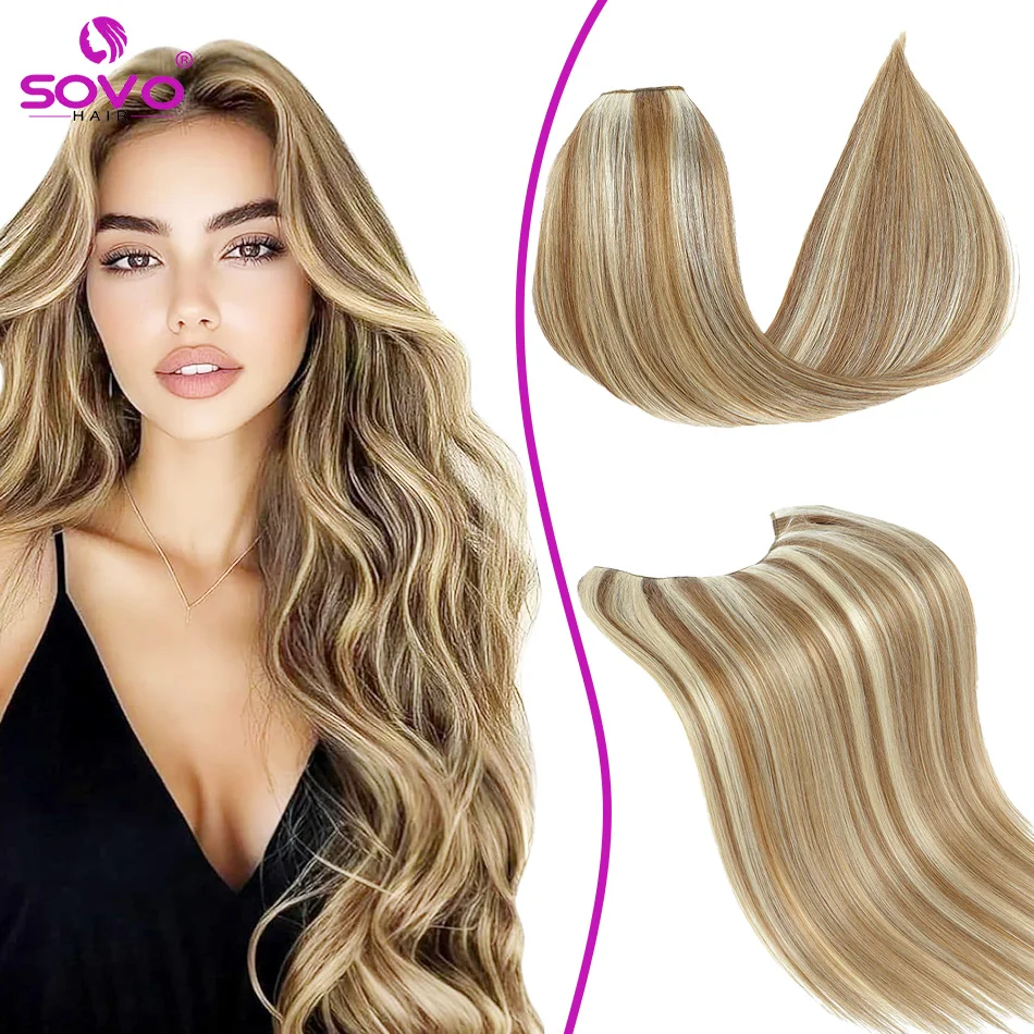 

V-Shape Clip In Hair Extensions 100% Human Hair One Piece With 5 Clips 120g Clip On Extensions Natural Hair Full Head 14-26 Inch
