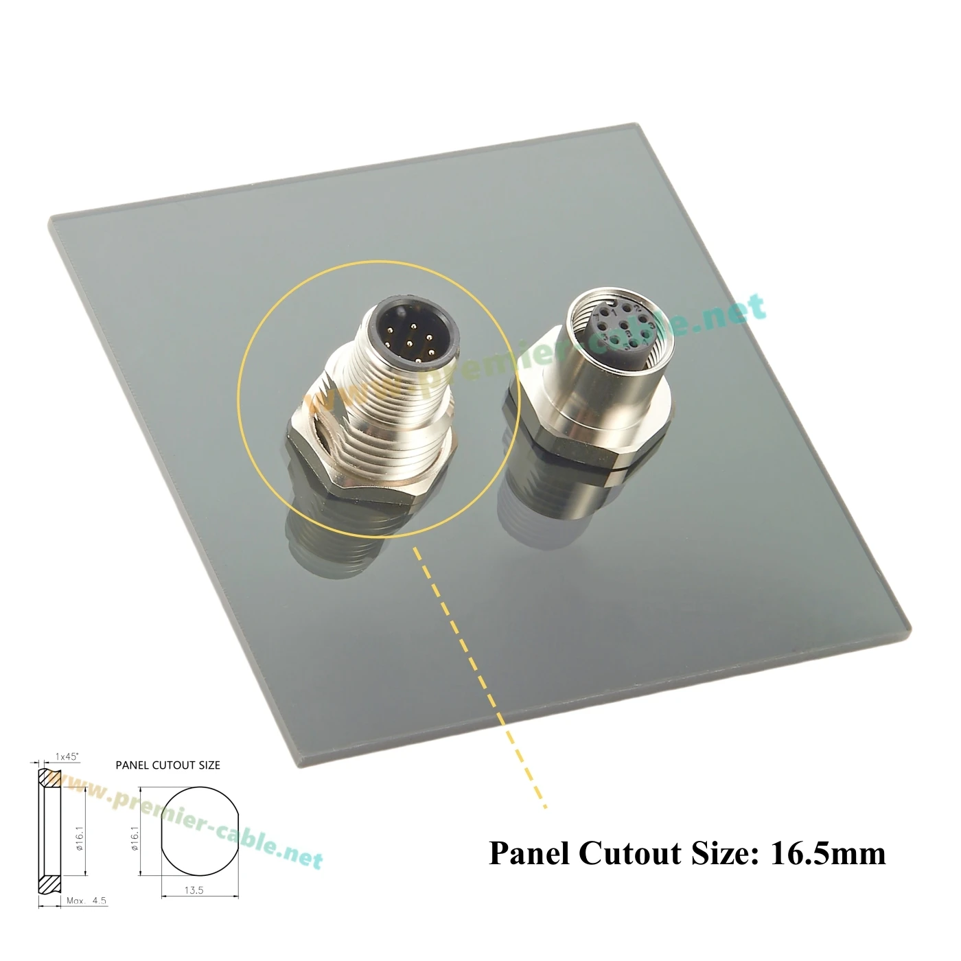 Conector de mamparo M12 A, código de 8 pines macho a hembra, adaptador de paso de Sensor de montaje en Panel IP67, conector Circular Industrial