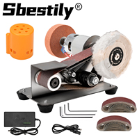 110V/220V Mini Electric Belt Sander 7 Speed Adjustable Electric Sander DIY Polishing Grinding Machine Cutter Edges Sharpener