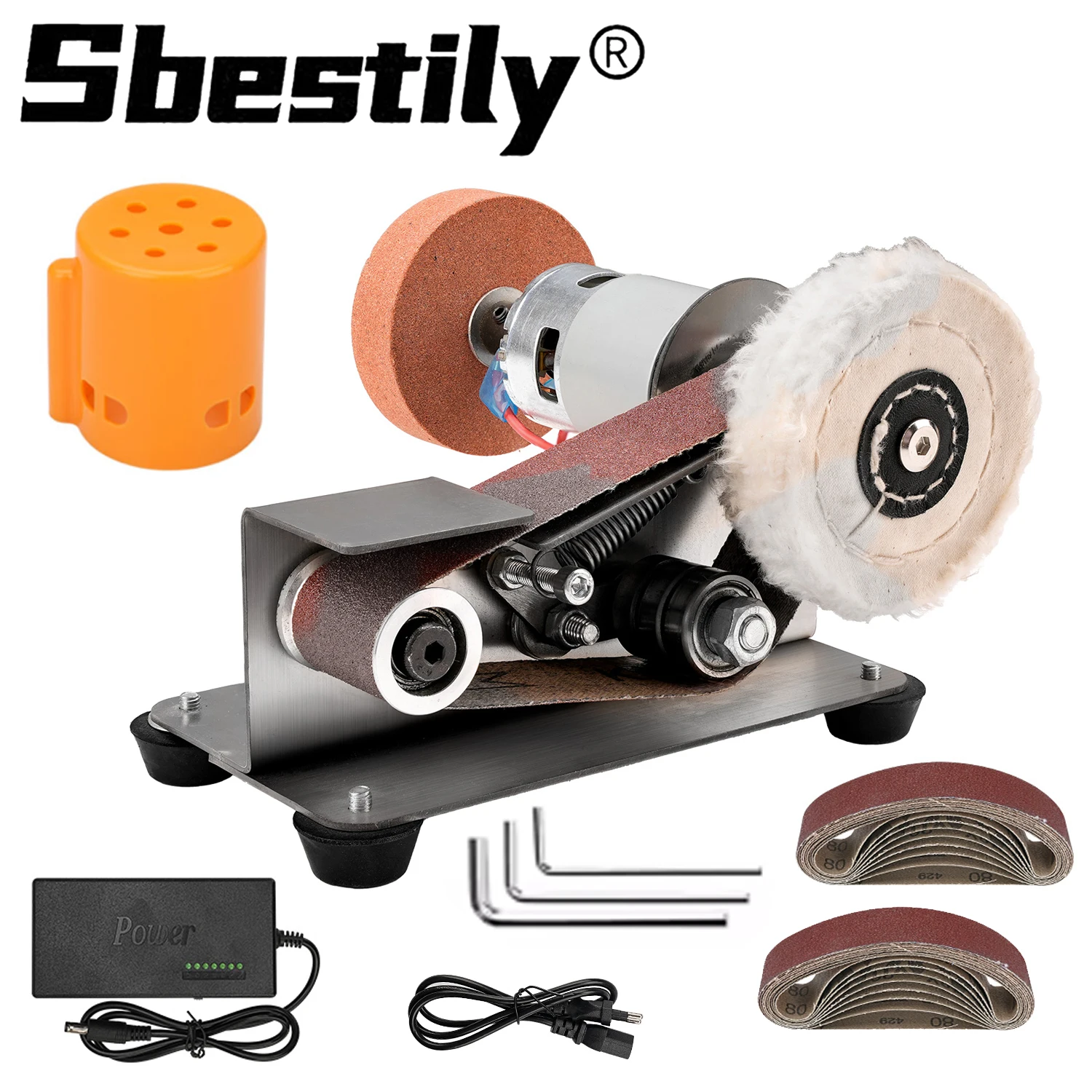 110V/220V Mini Electric Belt Sander 7 Speed Adjustable Electric Sander DIY Polishing Grinding Machine Cutter Edges Sharpener