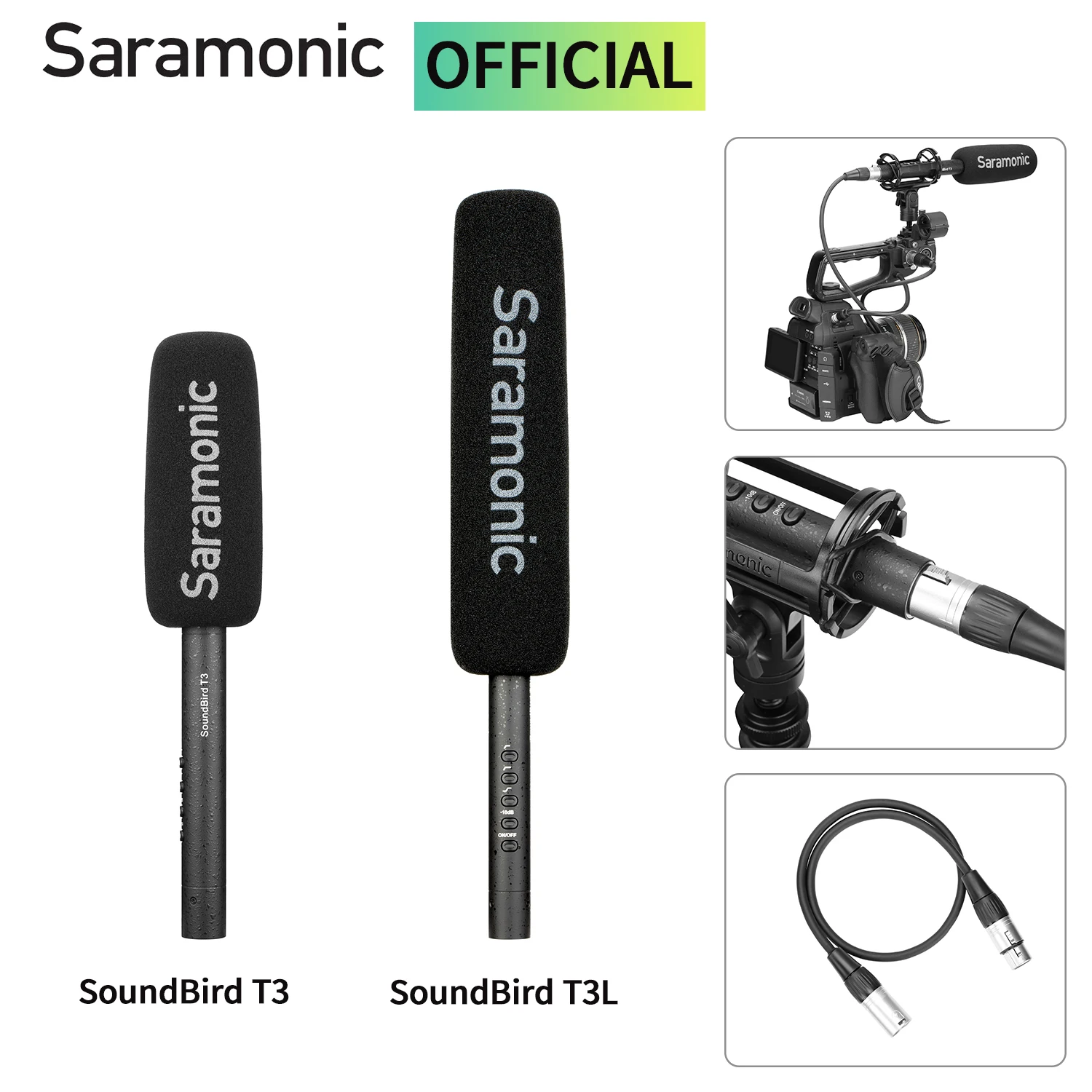 Saramonic SoundBird T3/T3L Cardioid On-camera Shotgun Microphone for ENG Filmmaking Field Recording Youtube Streaming Interview