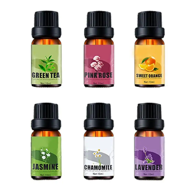 6pcs 10ml Plant Essential Oil SPA Moisturizing Comfortable Calming Nourishing and Moisturizing Massage Oil Lavender Rose Tea