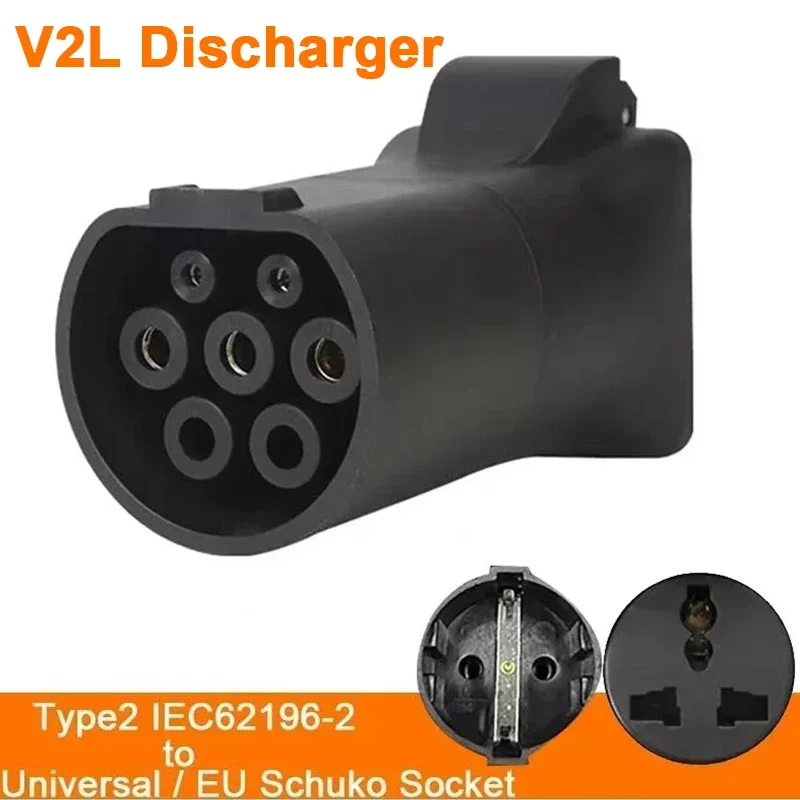 Descargador V2L tipo 2 IEC62196-2 a 220V Universal EU Schuko Socket EV adaptador de descargador de coche para Hyundai Kia