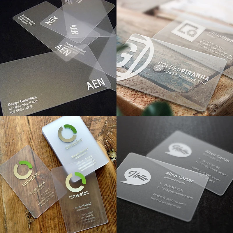 Transparent PVC Business Cards Customize Waterproof Thank You Card Print One Side Free design Round Cornor for Office Supplies