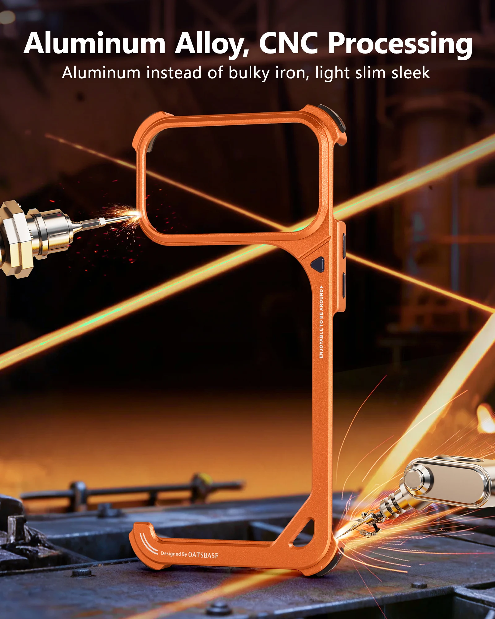 

Oatsbasf 9-образный металлический тонкий чехол для телефона iPhone 17 Pro Max, чехол для телефона Bare Phone Feel Shell для iPad 17 Pro, безрамный бампер