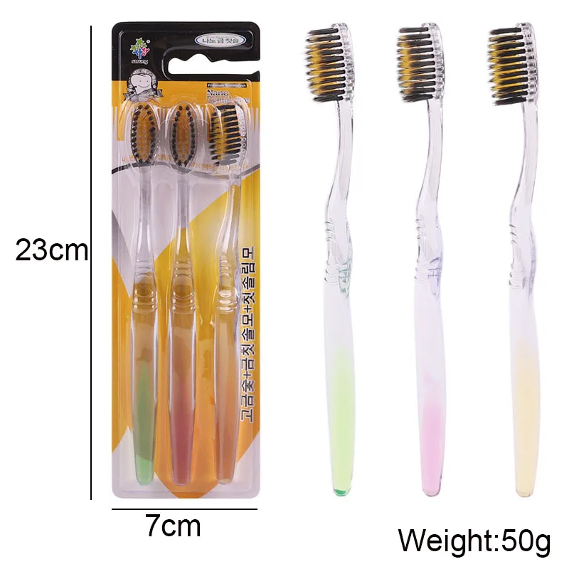 Crystal Handle Soft Bristle Adult Toothbrush Couple Household Transparent Oral Care Bursh Teeth Cleaning PVC Exquisite Packaging