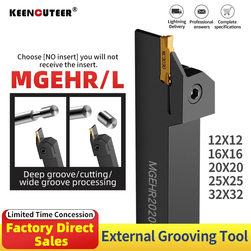Full Series Grooving Tool Holder MGEHR1212 MGEHR1616 MGEHR2020 MGEHR2525 Slotting Turning Tool for Carbide Grooving Insert MGMN