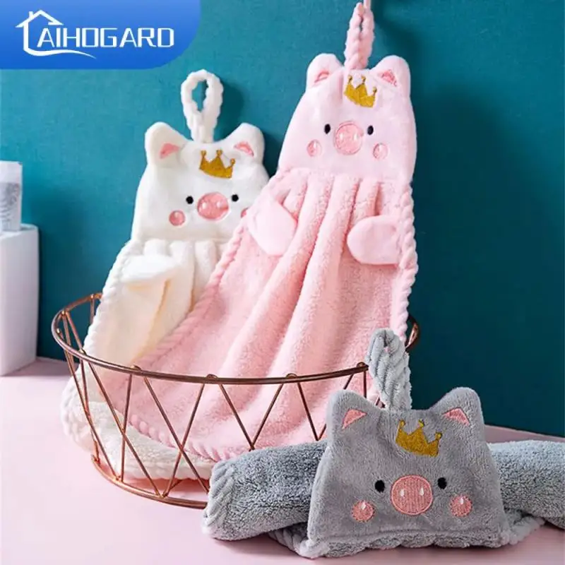 Towel Household Cute Absorbent Kitchen Cleaning Cloth Lazy Rag Wipe Towel Solid Color Children's Hand Towel