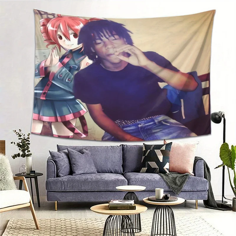 VIKAMA Hip-Hop Anime Wandteppich Rap-Sänger Stressabbau Lustig Mix-and-Match Trendige Persönlichkeit Simia Wohnzimmerdekoration