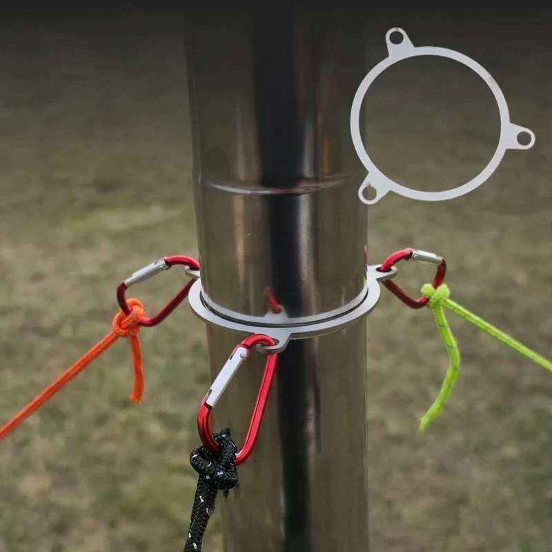 Camping Wood Stove Chimney Windproof Fixing Mount with Metal Ring Pipe Support