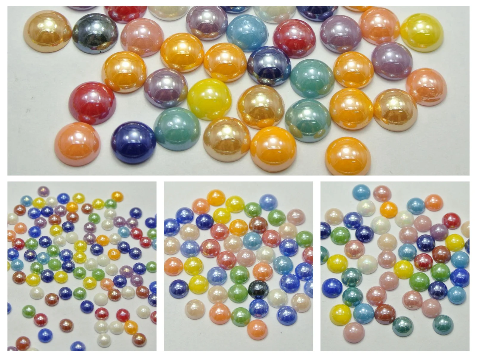 Craft DIY Mixed Color Luater AB Round Flatback Cabochon Ceramic Glass Tile 4mm-10mm