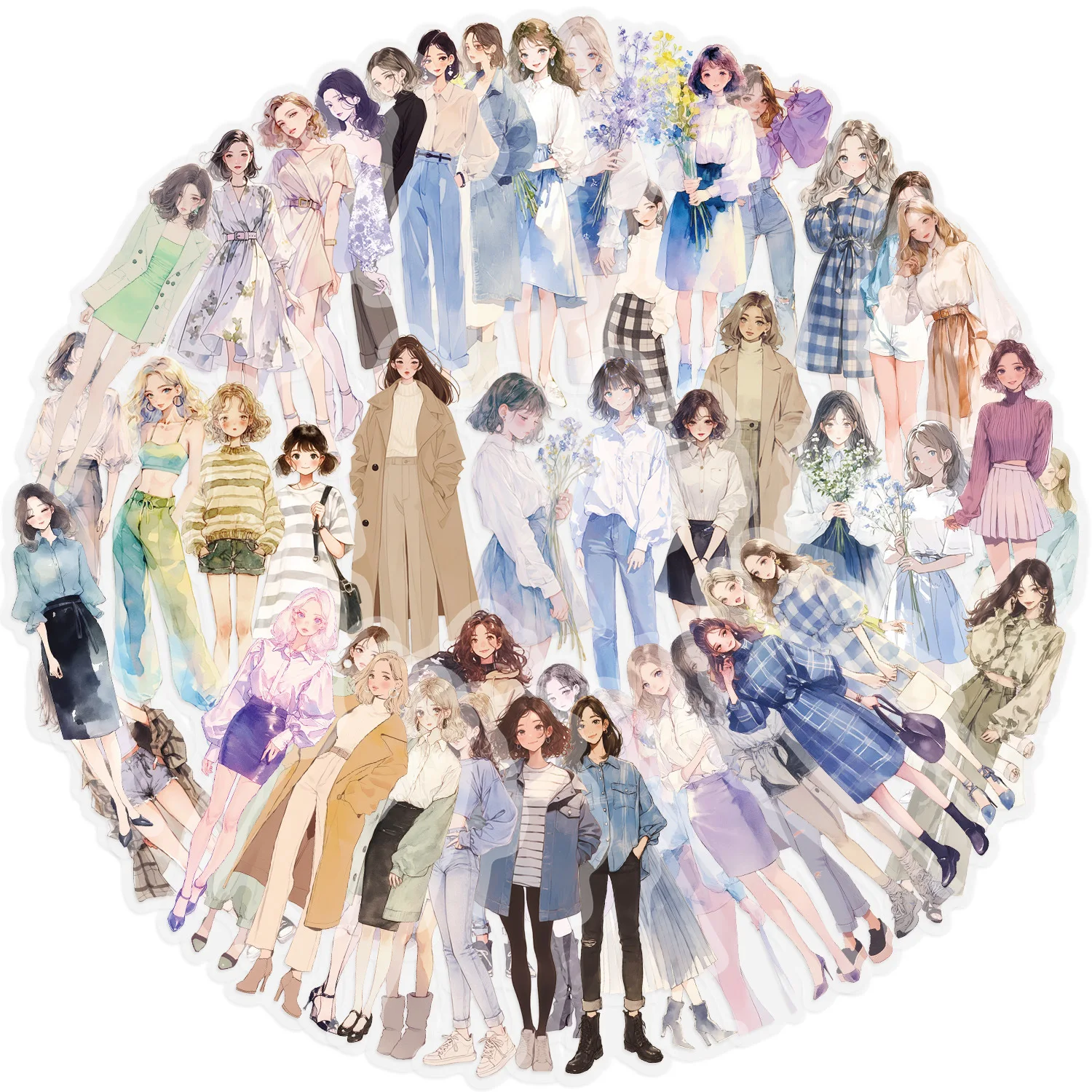 

10/50PCS Pretty Girl Stickers Transparent Stickers Girls Dress Cartoon DIY Decoration Kids Toys Laptop Guitar Car Bike Decals