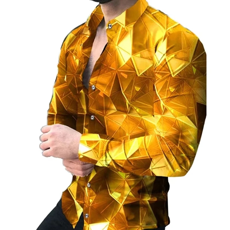 Gradient Men's Round Formal Shirt Button Shirt Long Sleeve Business Casual Everyday Autumn and Winter Lapel Shirt 3D Print Tops
