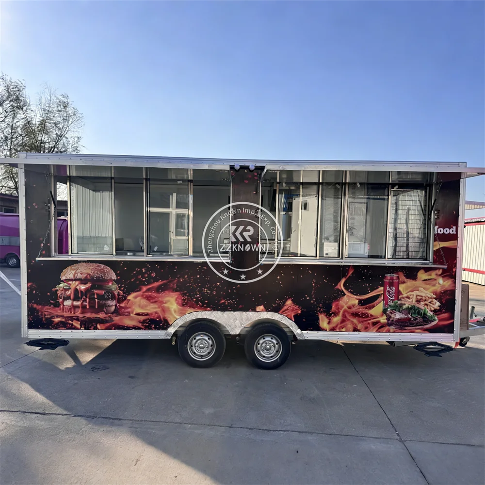 Best Selling Pizza Oven Bakery Fast Food Truck Pizza Baking Box Ice Cream Mobile Truck Trailer with Stainless Steel Interior