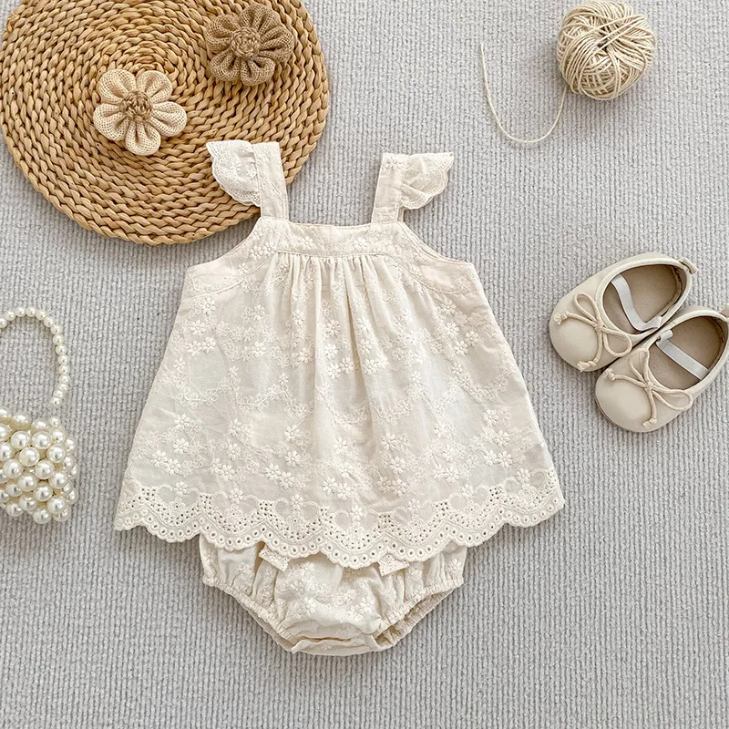 Baby Girl Summer Sets Vest Floral Print Double Layer Top Lantern Shorts 2 Piece Cute Outfit Soft Comfortable for Toddler