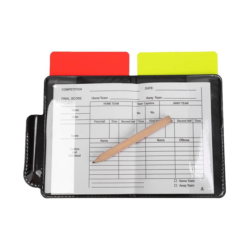 1PC Football Red And Yellow Card Set Referee Tool With Leather Wallet And Pencil Recording Paper Warning And Cards