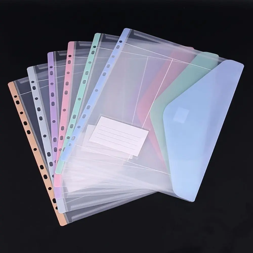 Transparent Loose-leaf File Bag High-Capacity File Organizer Binder Pockets 11-hole Button Close Document Pouch Stationery