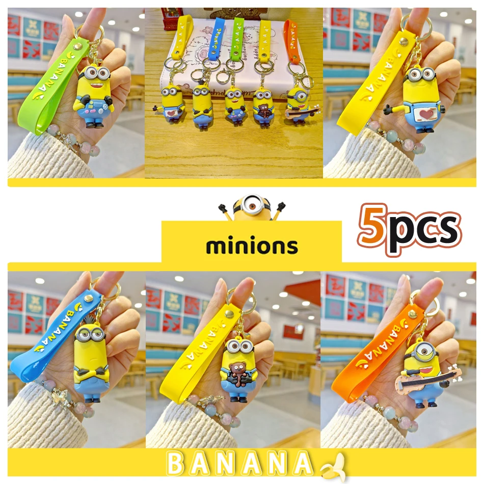 

Nuevo llavero de muñeca de Minions de dibujos animados de Anime, bonito llavero con colgante para mochila de Minion, llavero de
