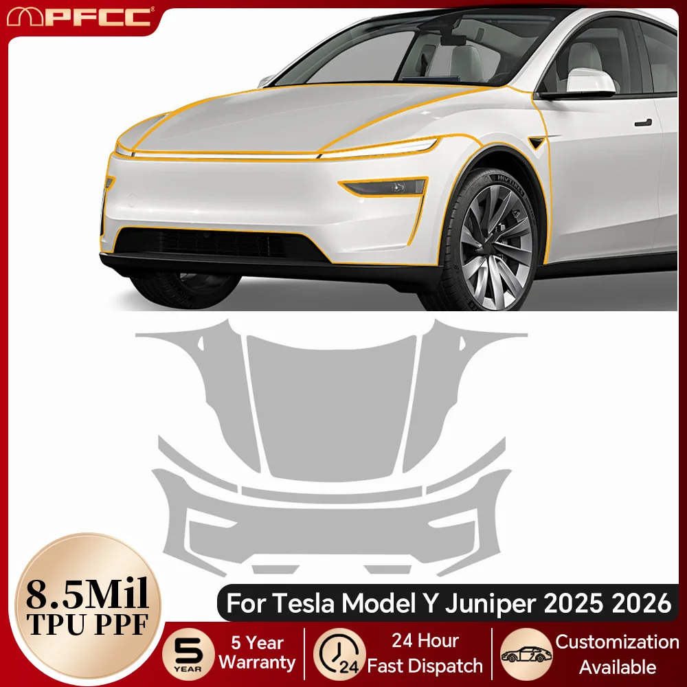 

8.5Mil TPU Paint Protection Film Pre-cut PPF Bra For Tesla Model Y Juniper 2025 2026 Car Body Clear Anti-Scratch Resistant Kit