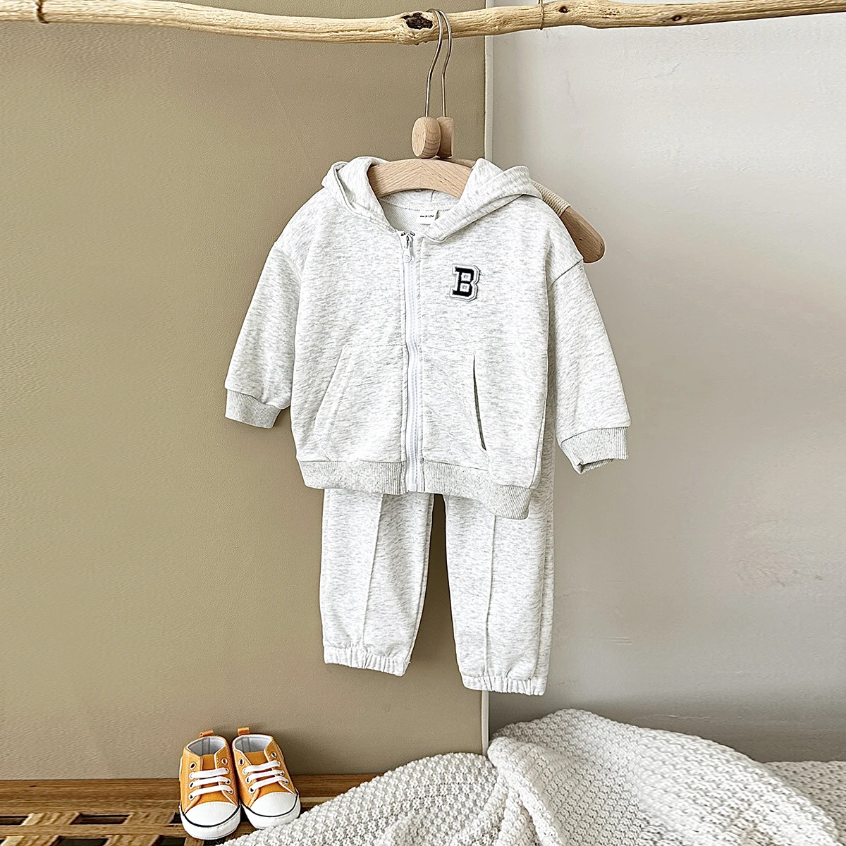 Fall Winter Baby Clothes Cotton Thick Set Boys Girls Jacket Hoodie+Sweatpant Full Zip Child Tracksuit  Kids Clothes Infant 0-4Y