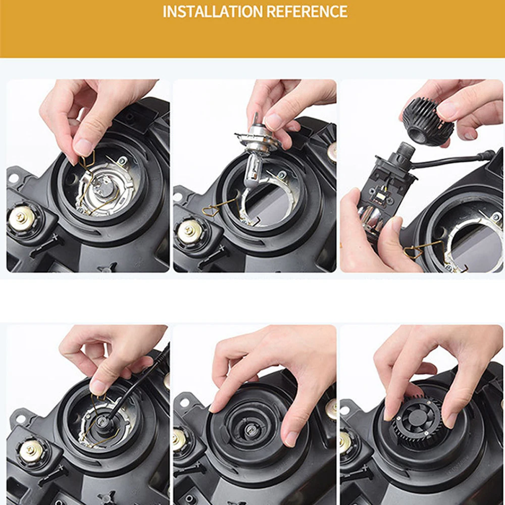 Y6 H4 Projector Lens Headlight H4/9003/HB2 Car LED Headlight Canbus 6000K Hi/Lo Beam Mini Projector Turbo Fan Bulb For Car Motor view 6
