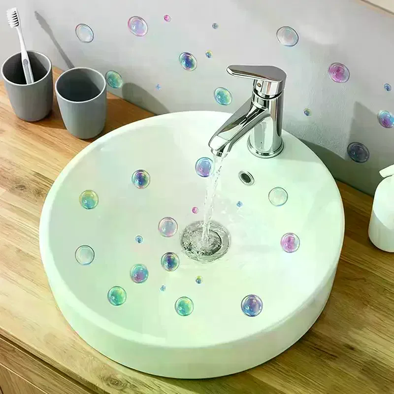 Glow-in-the-Dark Bubble Theme Wall Sticker Bathroom Sink Toilet Sticker Waterproof Self-Adhesive Removable Home Decor Car Decals