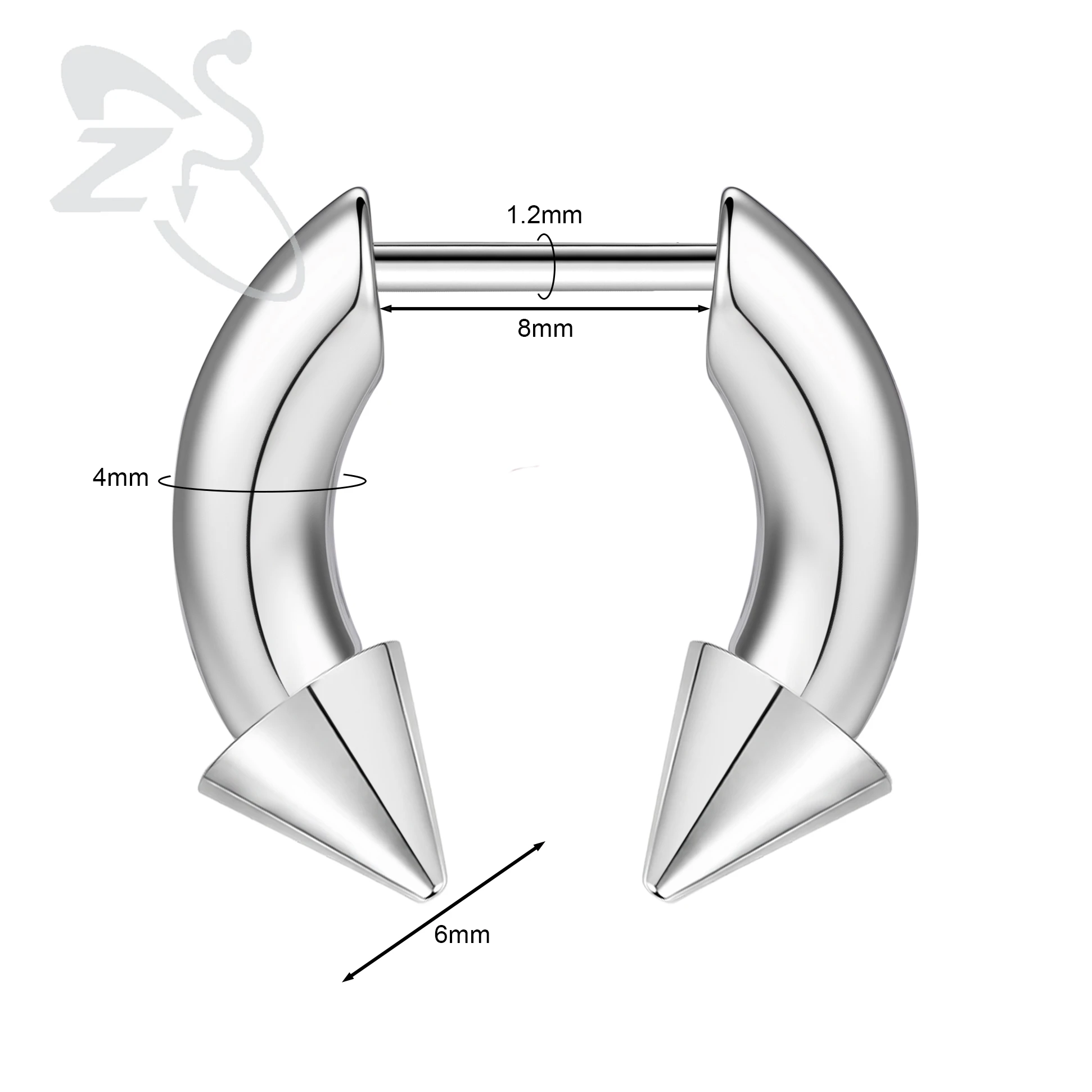 ZS 1PC 16G Buffalo Horn Nasenpiercing Edelstahl Pincher Plug In Septum Ring Keil Expander Gold Farbe Nasenring 8mm