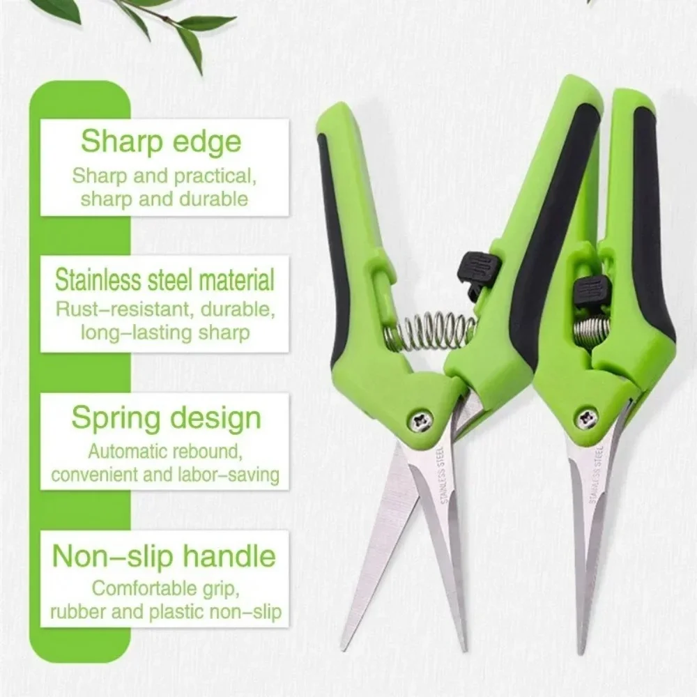  6.5 Inch Gardening Scissors - Spring Loaded Pruners with Stainless Steel Blades for Plants, Fruits, Vegetables Duty Craft Too