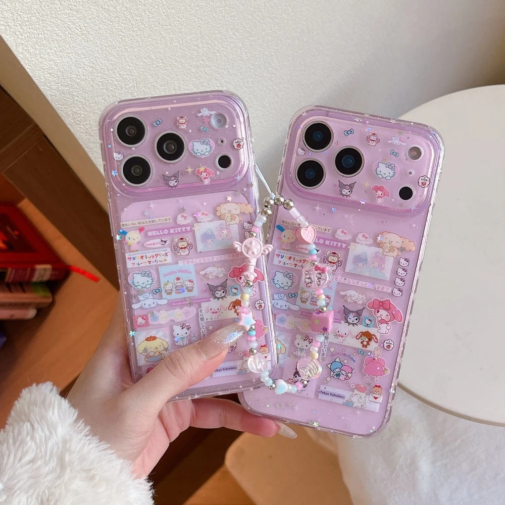 Cute Cartoon Sanrio Hello Kittty Kuromi Bling Glitter Sticke