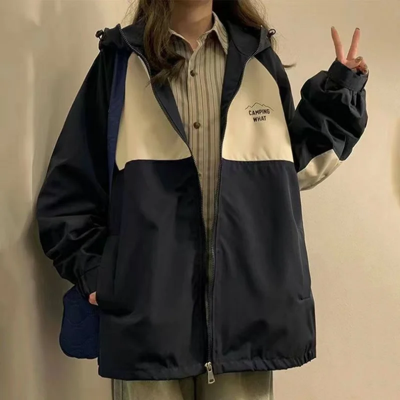 Deeptown Vintage Harajuku Techwear Jacket Women Oversize Y2k Streetwear Track Jackets Outdoor Japanese Windbreaker Zipper Hooded