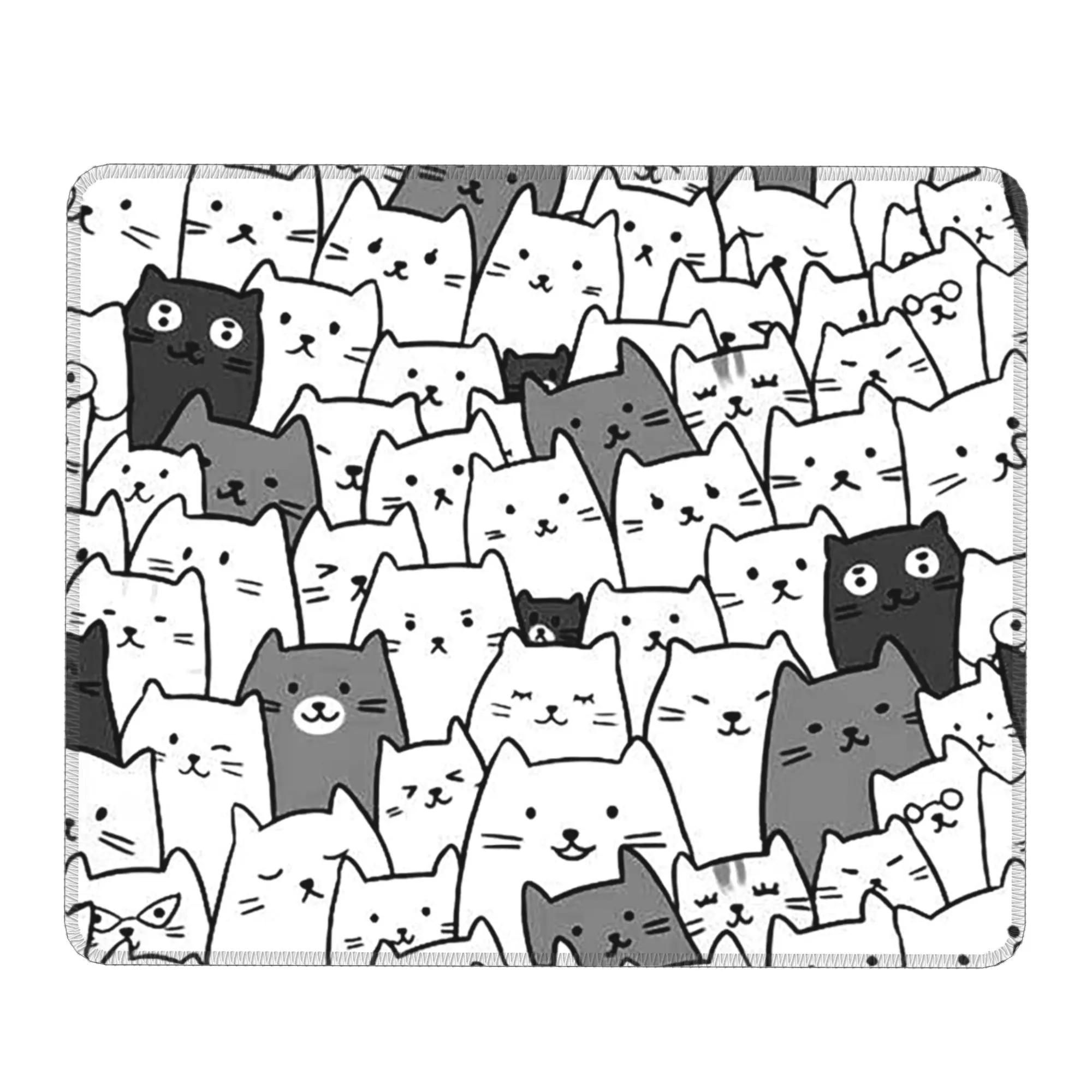 Adorable Grey Kawaii Cat Pattern Mouse Pad Computer Keyboard Mouse Mat Gamer PC Laptop Desk Mat Office Accessories Table Mats