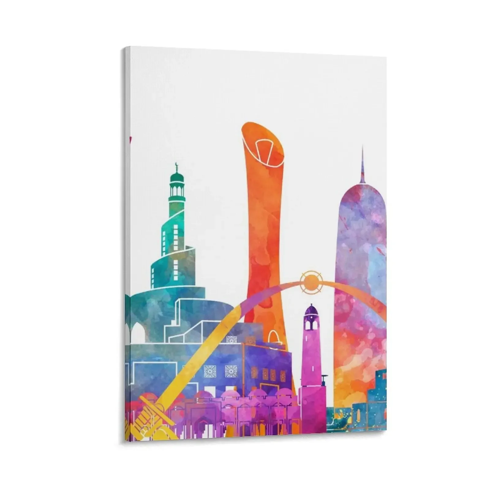 

Doha landmarks watercolor poster Canvas Painting Decoration Bedroom deco decoration for the room