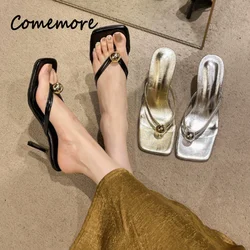 Comemore 2026 Fashion Clip Toe Pearl Slides Women Slippers Gladiator Sandals Summer Party Banquet Thin Heels Flip Flops Shoes