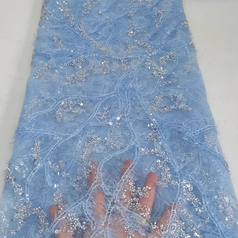 

French luxurious lace mesh fabric, high-quality African sequined embroidered lace fashion handicraft lace fabric