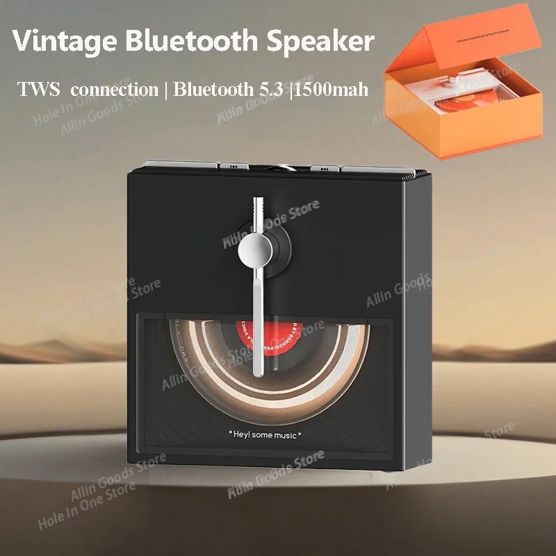 Mini Vintage Bluetooth Speaker Portable Hifi Stereo Music Box Audio System Wireless Music Player Warm Light with TF Card Slot