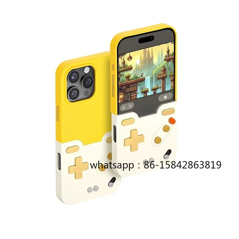 GAMEBABY Retro Game Case for Apple 15/16/17 Pro Max, Built-in Button Game Controller