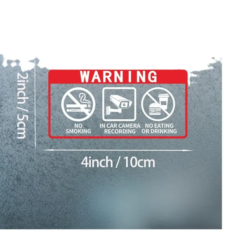 2Pcs 10cmx5cm English Warning Word Stickers No Smoking Camera Recording Anti-Theft Car Decals