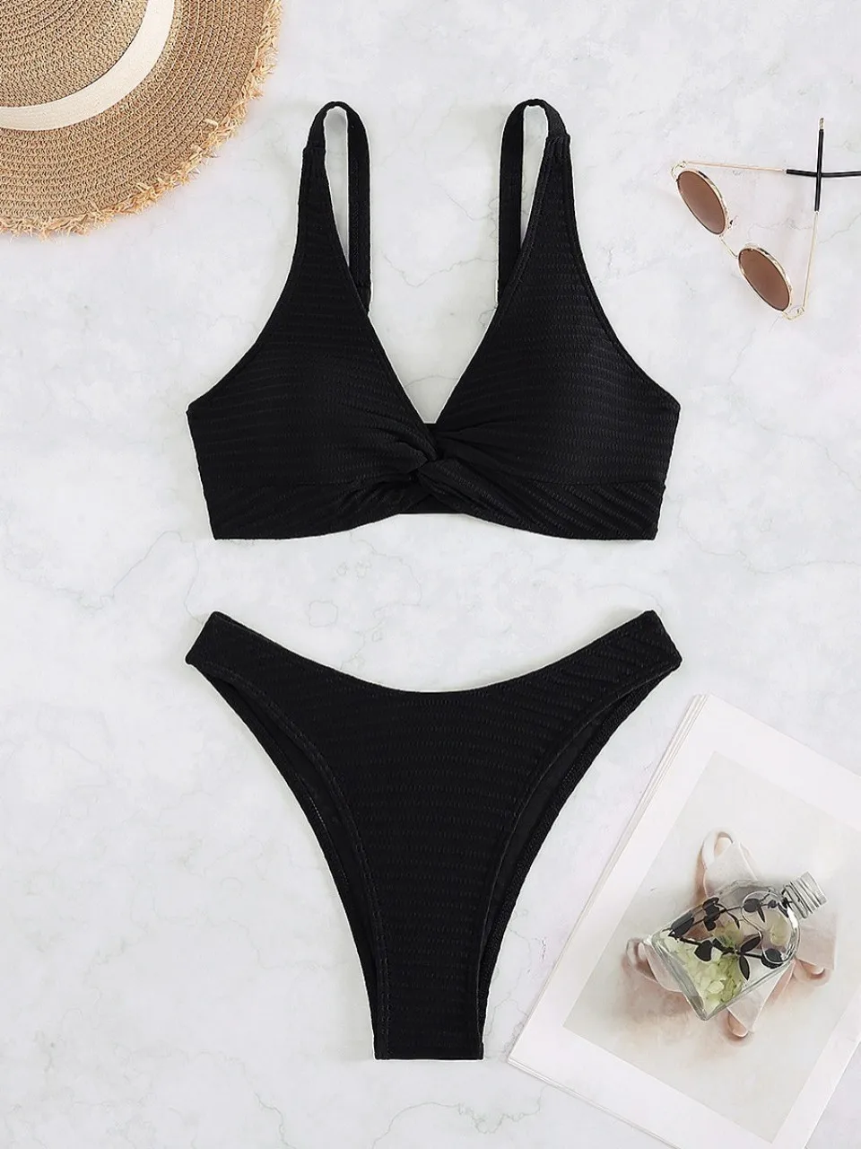 Shoulder Strap Triangel Bikini 2026 Women High Waist Swimsuit White Sexy Swimwear Female Bathers Bathing Swimming Suit Beachwear