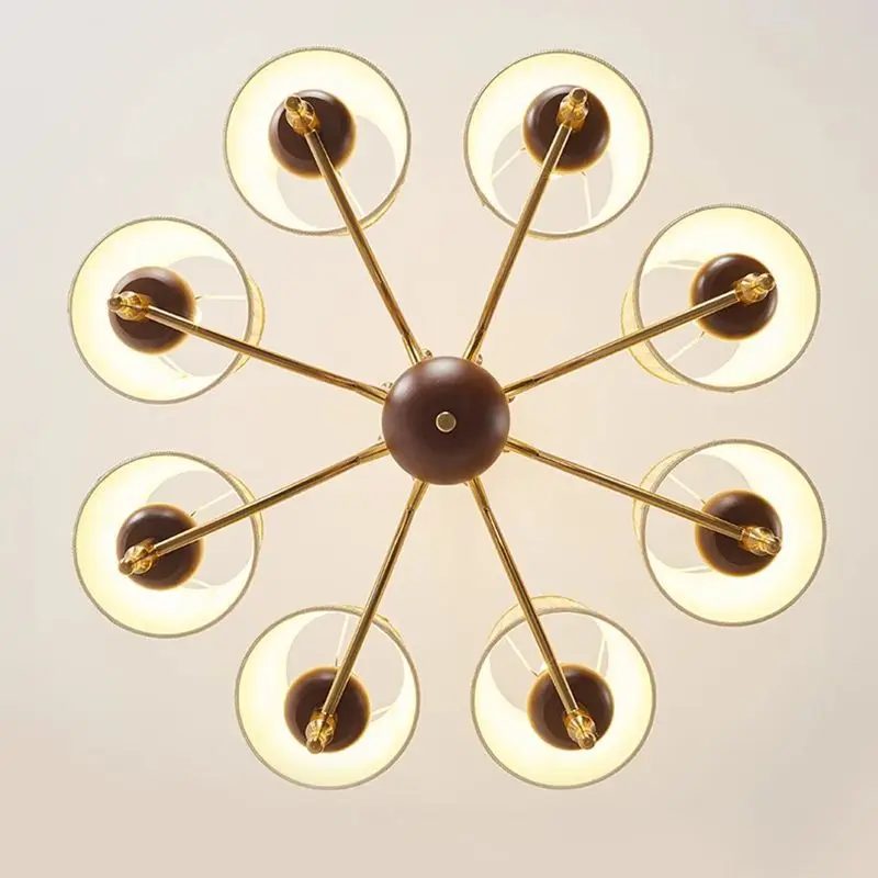 Medieval study bedroom pendant light, American retro designer new dining room living room solid wood light