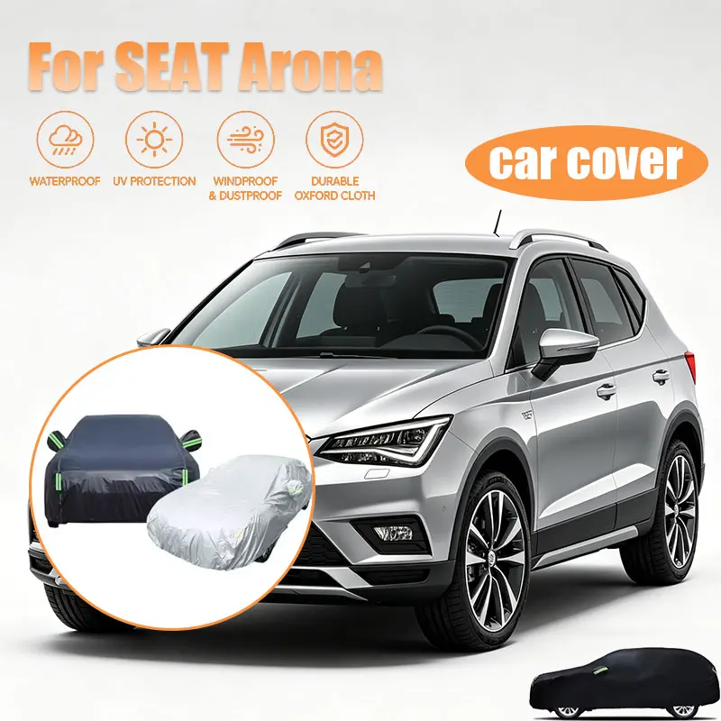For SEAT Arona Full Car Cover Side Zipper Design Waterproof Dustproof Sun Protection Outdoor Vehicle Cover