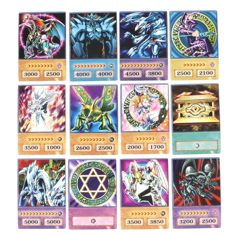 100pcs Yu-Gi-Oh Anime Style Cards Blue Eyes Dark Magician Exodia Obelisk Slifer Ra Yugioh DM Classic Proxy DIY Card Kids Gift