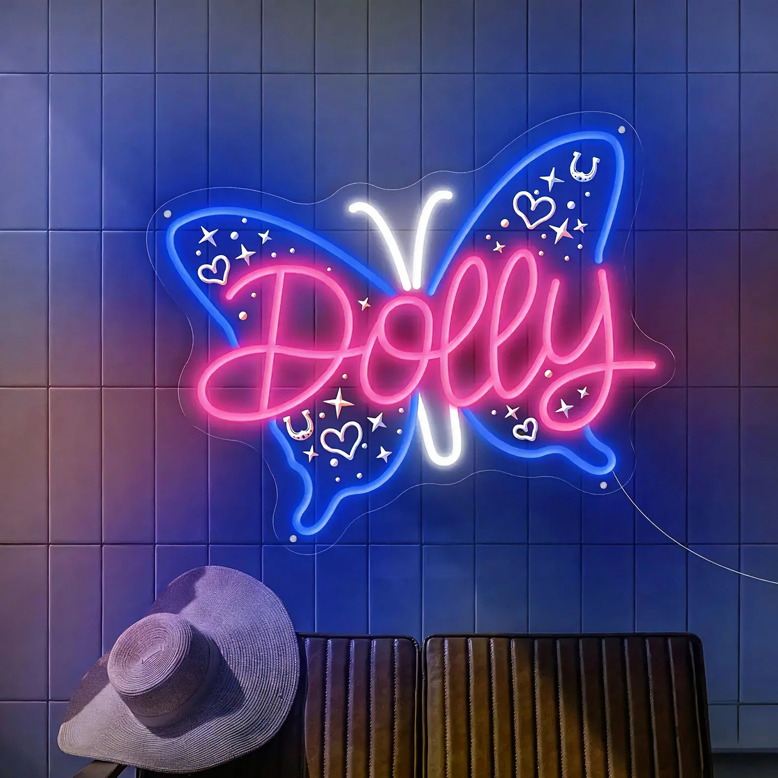 Custom Name Butterfly Neon Sign,Butterfly Neon Sign,Butterfly Lover Gift,Aesthetic Room Decor,Girl Room Neon Art,Gift For Her view 2