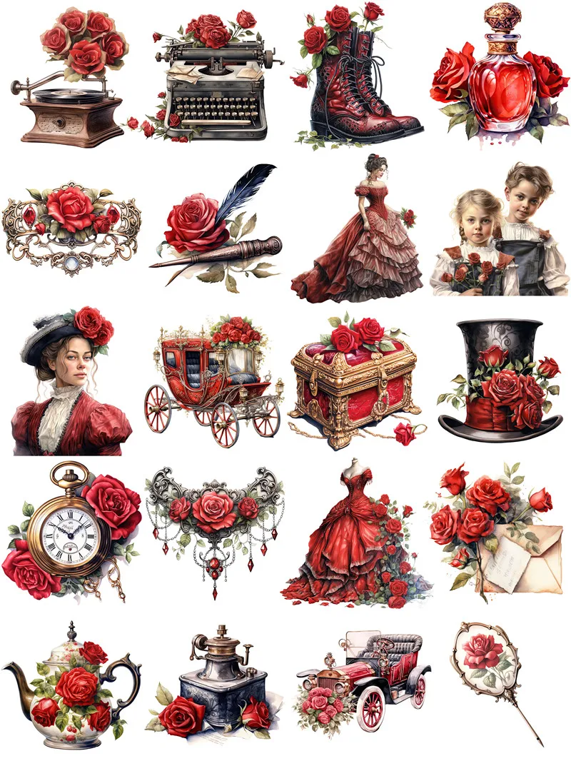 20Pcs/Pack Retro Victorian Era Sticker DIY Craft Scrapbooking Album Junk Journal Decorative Stickers