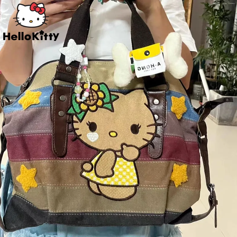 Czarna skórka Sanrio Hello Kitty torby nowy modny kobiety luksusowa torebka dużą pojemność torba na ramię Crossbody 2 tys. Milenijnych toreb