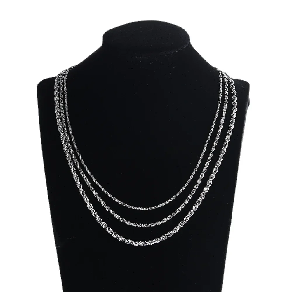 ALIZERO 925 Sterling Silver 2/3/4MM Twisted Rope Chain Necklace