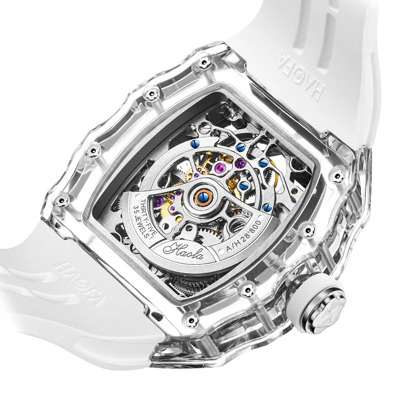 Haofa Flying Tourbillon Crystal Watch for Men Luxury Transparent Hollowing Waterproof Luminous Automatic Mechanical Watches 2210